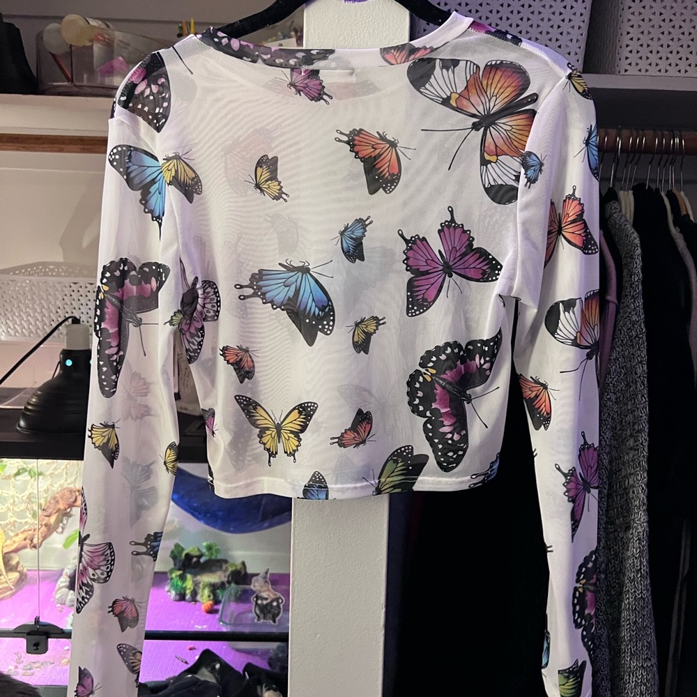 Mesh Multi-Colored Butterfly Top